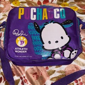 Vintage Sanrio Pochacco Purple Kids Lunch Bag Tote Purple